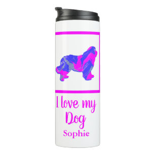 Newfoundland/Newfie Dog Hot Pink&Blue Silhouette Thermosbeker
