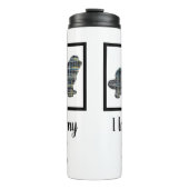 Newfoundland/Newfie Dog Y&B Grid Silhouette Thermosbeker (Voorkant)