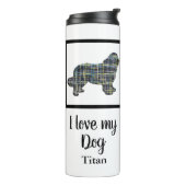 Newfoundland/Newfie Dog Y&B Grid Silhouette Thermosbeker (Gedraaid links)