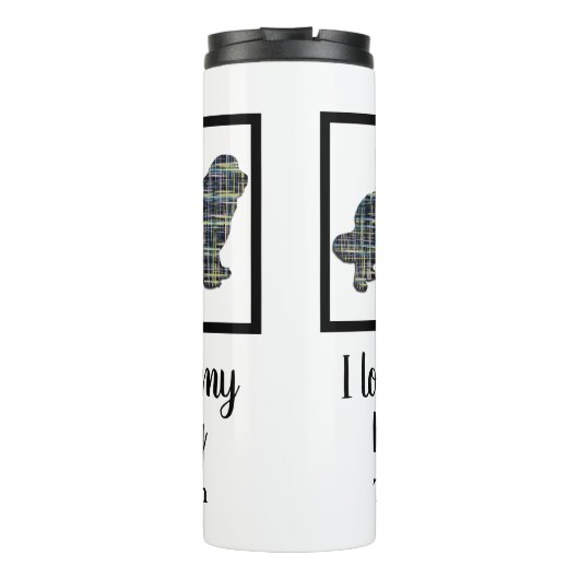 Newfoundland/Newfie Dog Y&B Grid Silhouette Thermosbeker (Achterkant)