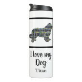 Newfoundland/Newfie Dog Y&B Grid Silhouette Thermosbeker (Geroteerd rechts)