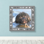 Newfoundland Newfie Foto en Naam Canvas Afdruk (Insitu (Houten vloer))