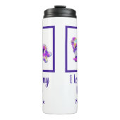 Newfoundland / Newfie Hondensilhouet Paarse PY & B Thermosbeker (Voorkant)