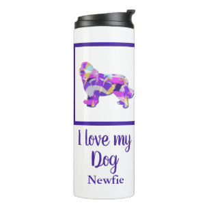 Newfoundland / Newfie Hondensilhouet Paarse PY & B Thermosbeker