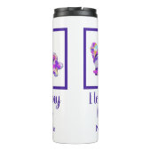 Newfoundland / Newfie Hondensilhouet Paarse PY & B Thermosbeker (Achterkant)