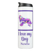 Newfoundland / Newfie Hondensilhouet Paarse PY & B Thermosbeker (Geroteerd rechts)