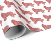 Newfoundland Newfie Kersthond Silhouette Wit Cadeaupapier (Rol Hoek)