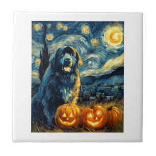 Newfoundland Newfie Schattige Hond Halloween Jack  Tegeltje