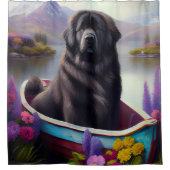 Newfoundland op een peddel: een Schilderachtig avo Douchegordijn (Voorkant)