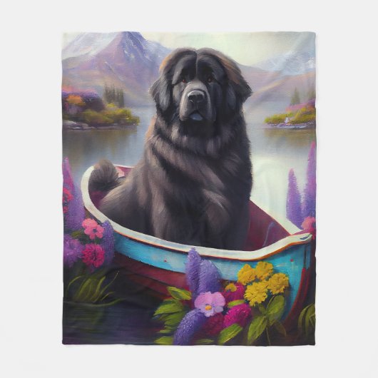 Newfoundland op een peddel: een Schilderachtig avo Fleece Deken (Voorkant)