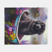 Newfoundland op een peddel: een Schilderachtig avo Fleece Deken (Voorkant (Horizontaal))