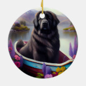 Newfoundland op een peddel: een Schilderachtig avo Keramisch Ornament (Achterkant)