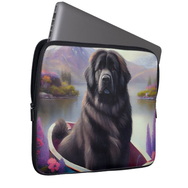 Newfoundland op een peddel: een Schilderachtig avo Laptop Sleeve (Voorkant Rechts)