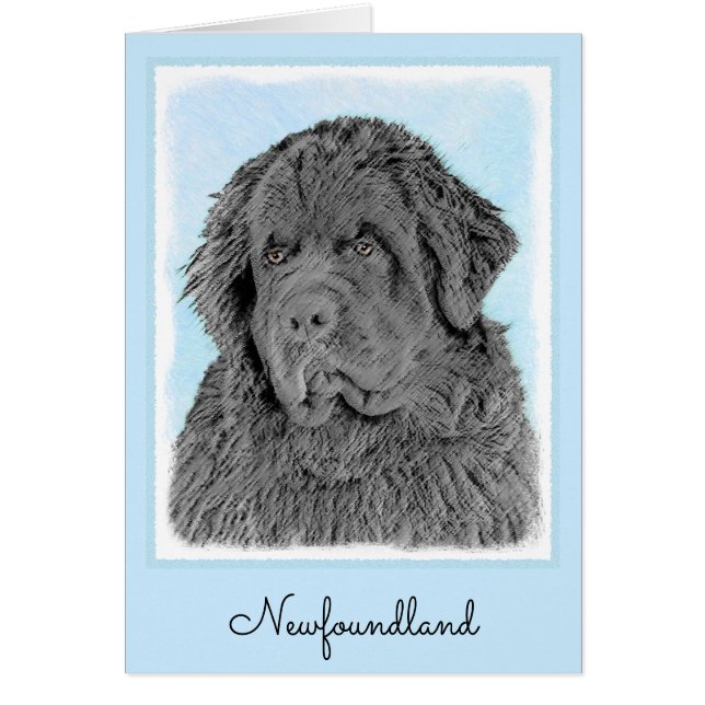 Newfoundland Painting - Cute Original Dog Art (Voorkant)
