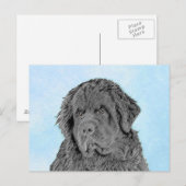 Newfoundland Painting - Cute Original Dog Art Briefkaart (Voorkant / Achterkant)