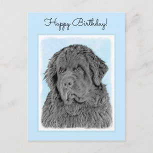 Newfoundland Painting - Cute Original Dog Art Briefkaart