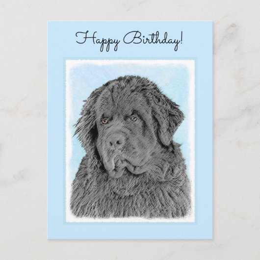 Newfoundland Painting - Cute Original Dog Art Briefkaart (Voorkant)