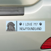 Newfoundland Painting - Cute Original Dog Art Bumpersticker (Op auto)