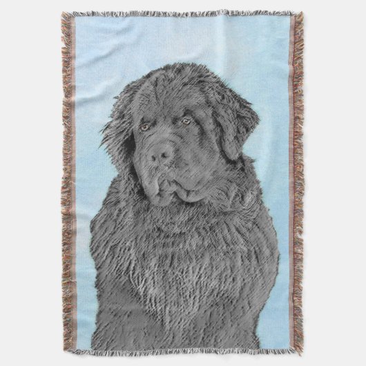 Newfoundland Painting - Cute Original Dog Art Deken (Voorkant Verticaal)