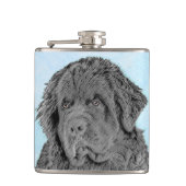 Newfoundland Painting - Cute Original Dog Art Heupfles (Voorkant)