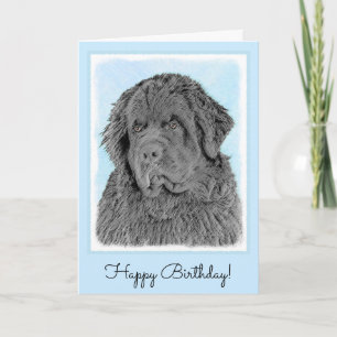 Newfoundland Painting - Cute Original Dog Art Kaart