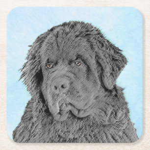Newfoundland Painting - Cute Original Dog Art Kartonnen Onderzetters