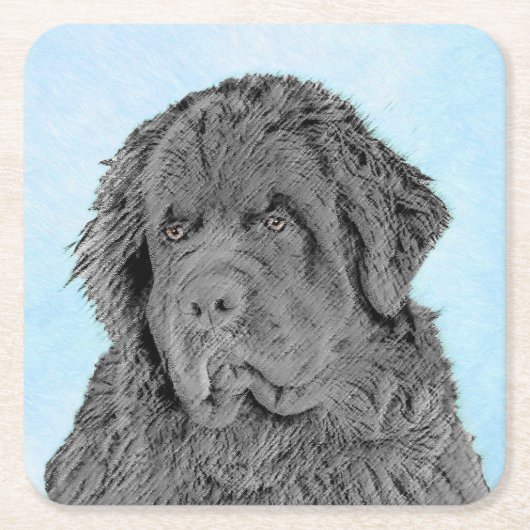 Newfoundland Painting - Cute Original Dog Art Kartonnen Onderzetters (Voorkant)