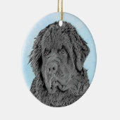 Newfoundland Painting - Cute Original Dog Art Keramisch Ornament (Rechts)