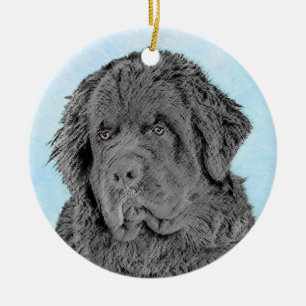 Newfoundland Painting - Cute Original Dog Art Keramisch Ornament