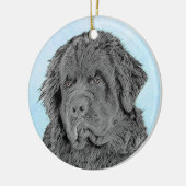 Newfoundland Painting - Cute Original Dog Art Keramisch Ornament (Links)