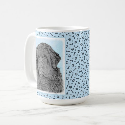 Newfoundland Painting - Cute Original Dog Art Koffiemok (Voorkant links)