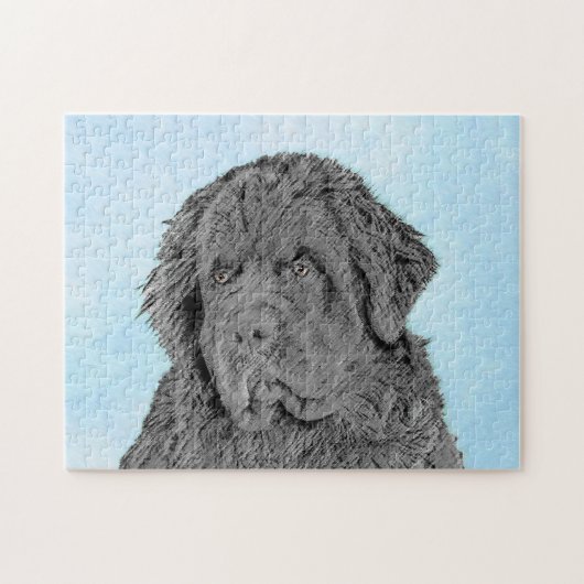 Newfoundland Painting - Cute Original Dog Art Legpuzzel (Horizontaal)