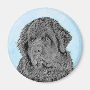Newfoundland Painting - Cute Original Dog Art Magneet