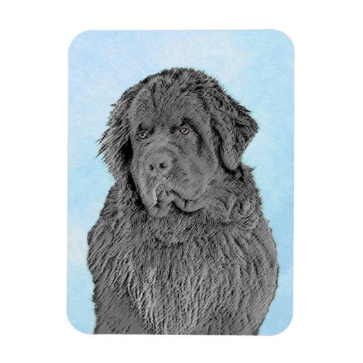 Newfoundland Painting - Cute Original Dog Art Magneet (Verticaal)