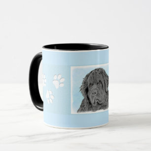 Newfoundland Painting - Cute Original Dog Art Mok