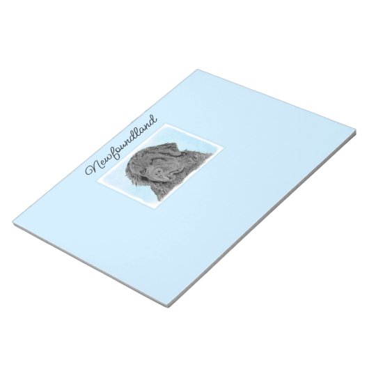 Newfoundland Painting - Cute Original Dog Art Note Notitieblok (Schuin)