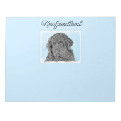 Newfoundland Painting - Cute Original Dog Art Note Notitieblok (Voorkant)