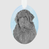 Newfoundland Painting - Cute Original Dog Art Ornament (voorkant)