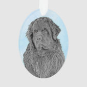 Newfoundland Painting - Cute Original Dog Art Ornament (achterkant)