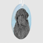 Newfoundland Painting - Cute Original Dog Art Ornament (voorkant)