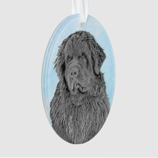 Newfoundland Painting - Cute Original Dog Art Ornament (voorkant)