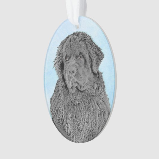Newfoundland Painting - Cute Original Dog Art Ornament (voorkant)