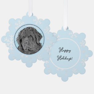Newfoundland Painting - Cute Original Dog Art Ornament Kaart