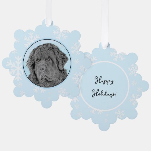 Newfoundland Painting - Cute Original Dog Art Ornament Kaart (Voorkant / Achterkant)