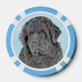 Newfoundland Painting - Cute Original Dog Art Poker Chips (Achterkant)