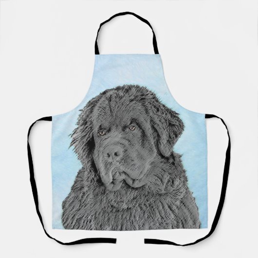 Newfoundland Painting - Cute Original Dog Art Schort (Voorkant)
