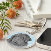 Newfoundland Painting - Cute Original Dog Art Sleutelhanger (Voorkant Rechts)