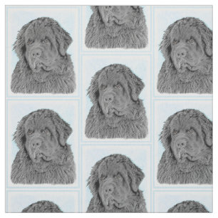 Newfoundland Painting - Cute Original Dog Art Stof