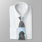 Newfoundland Painting - Cute Original Dog Art Stropdas (Gebonden)