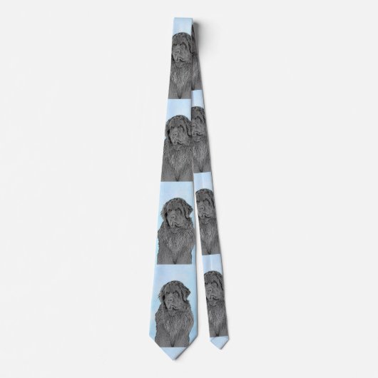 Newfoundland Painting - Cute Original Dog Art Stropdas (Voorkant)